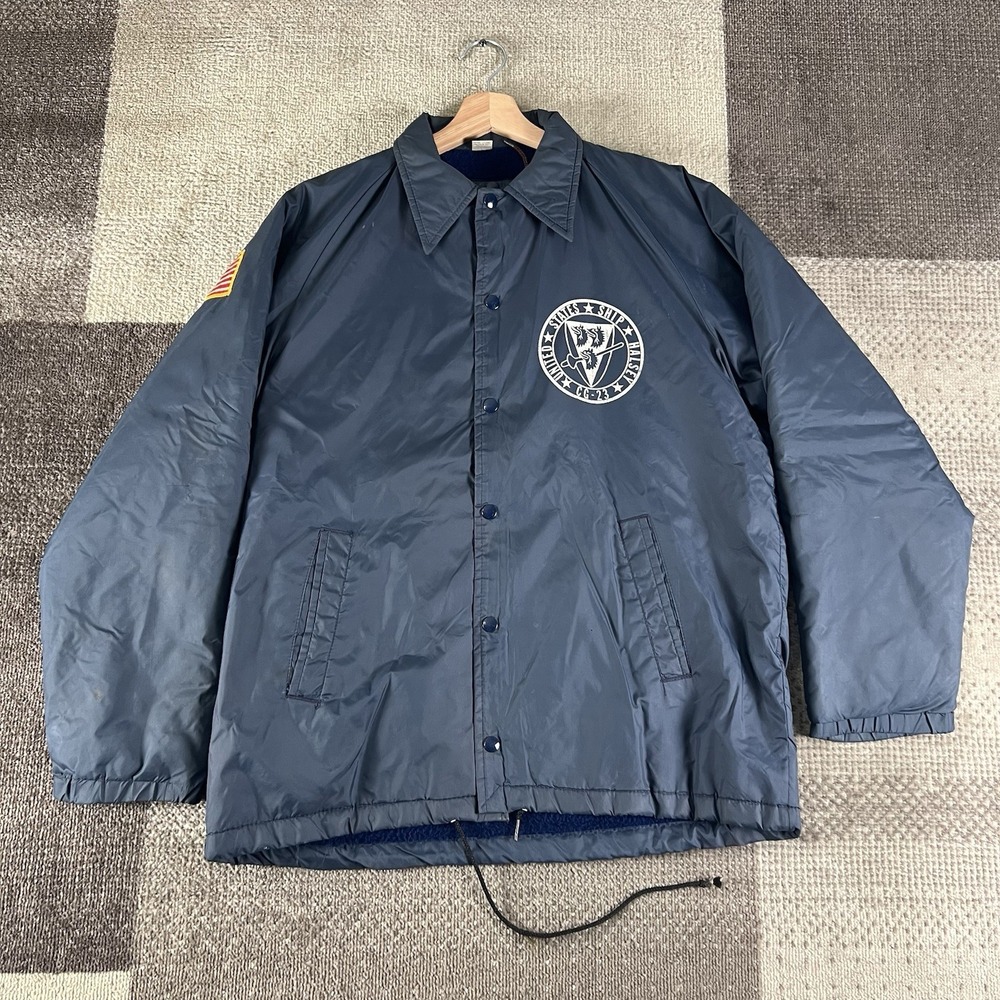 Vintage USS Halsey‎ CG-23 Jacket Fur Lined Men's Size M Navy Blue